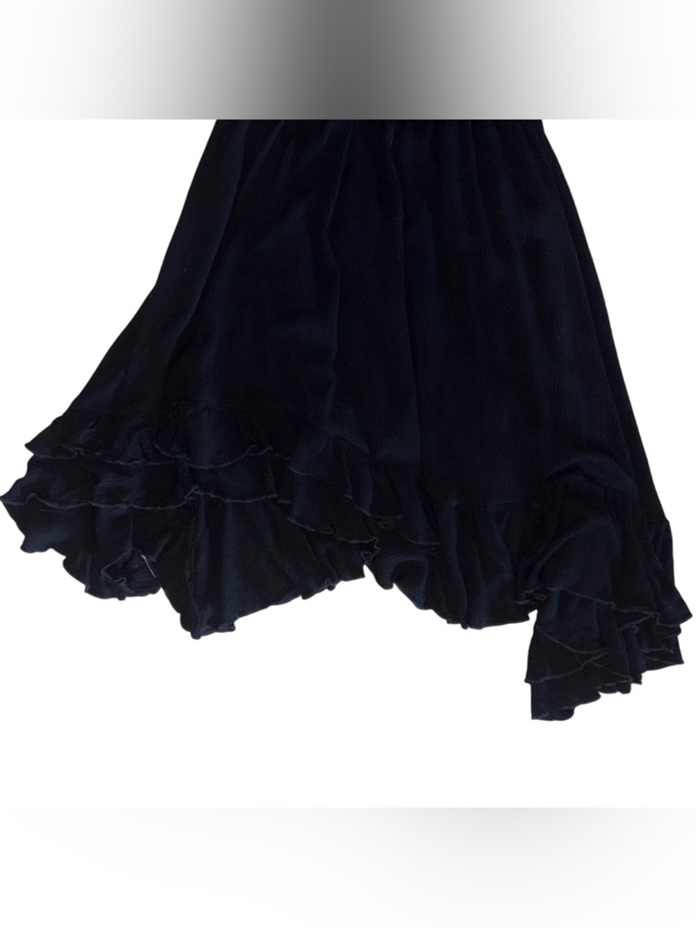 Black Lace Strappy Mini Dress with Asymmetrical Hem - Picture 6 of 16